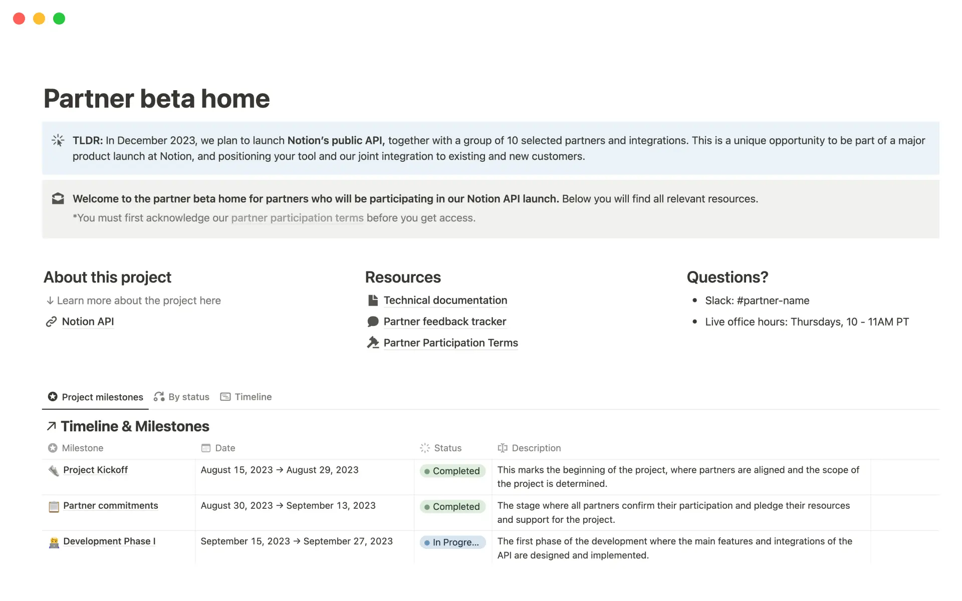 Partnerships beta template