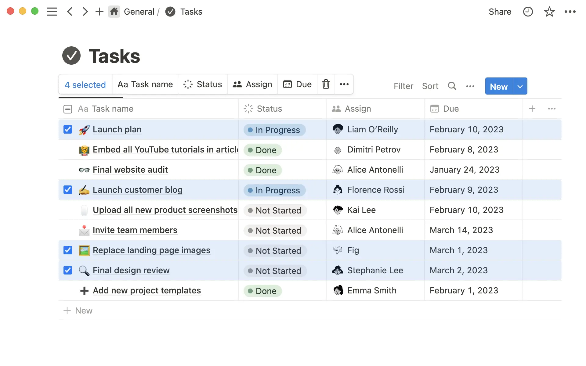 데이터베이스 행 일괄 편집