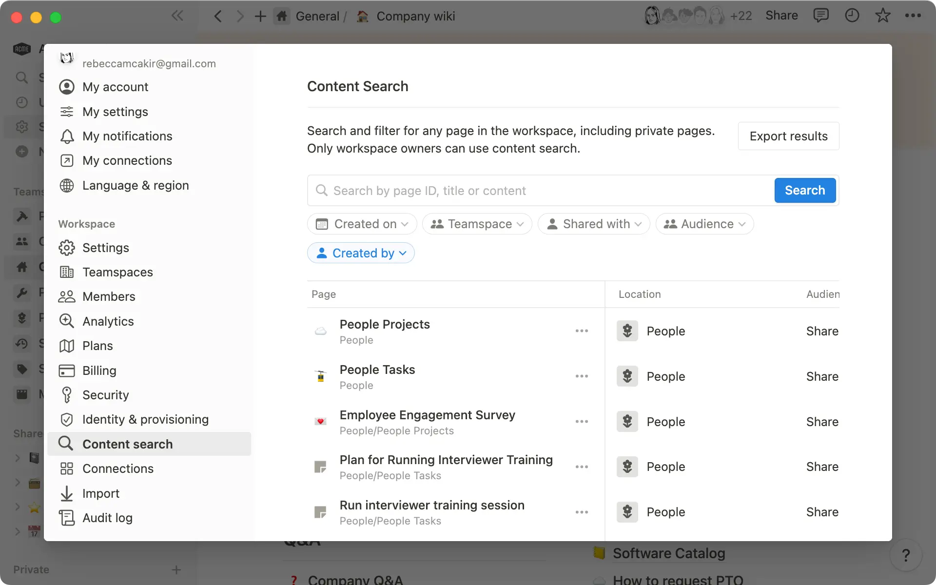 콘텐츠 검색 기능으로 워크스페이스에서 필요한 내용을 검색하세요.