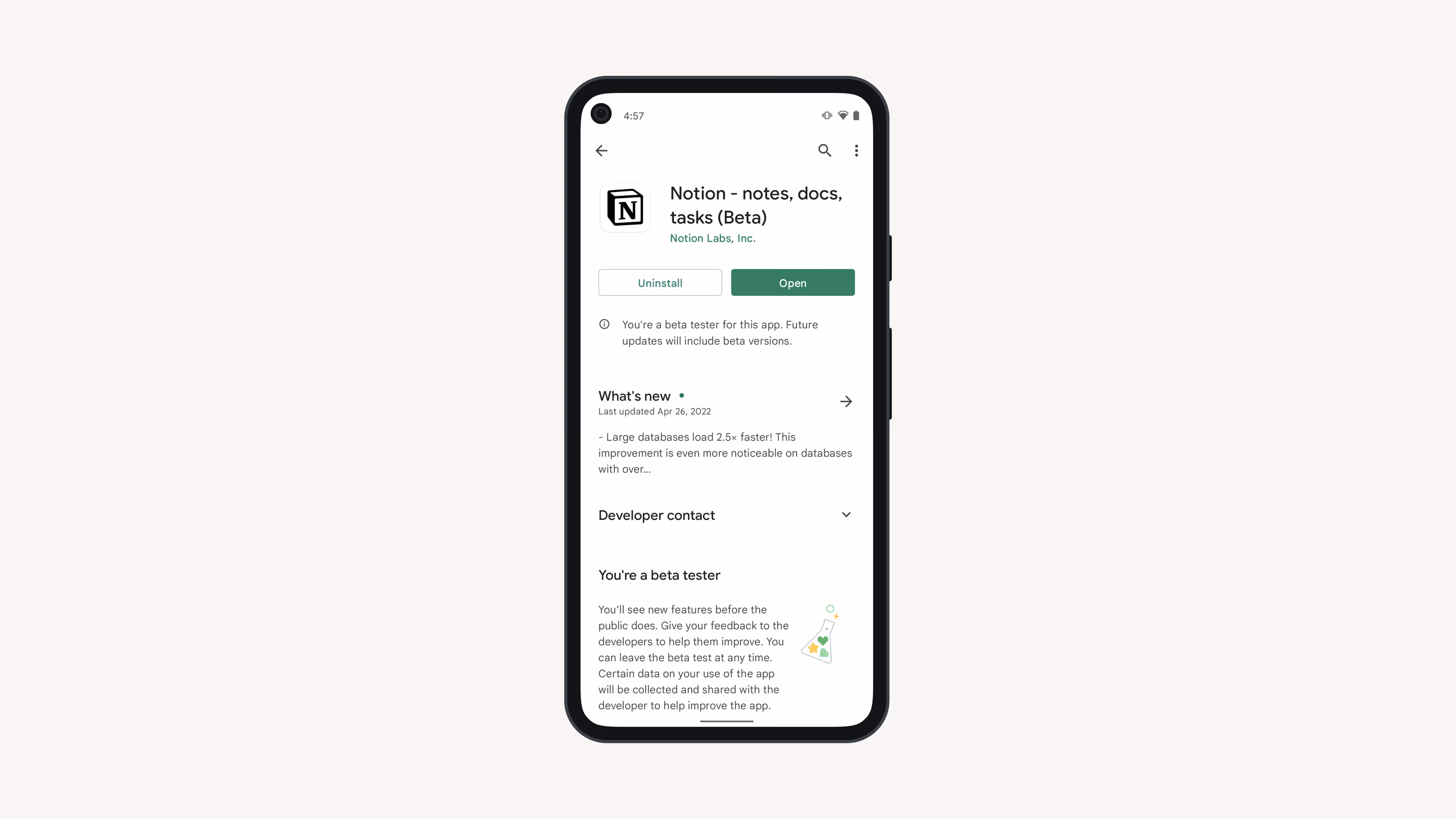 Notion 모바일 베타 앱 가입