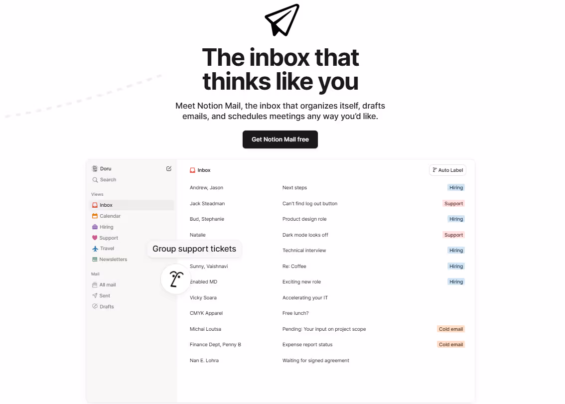 Notion Mail inbox