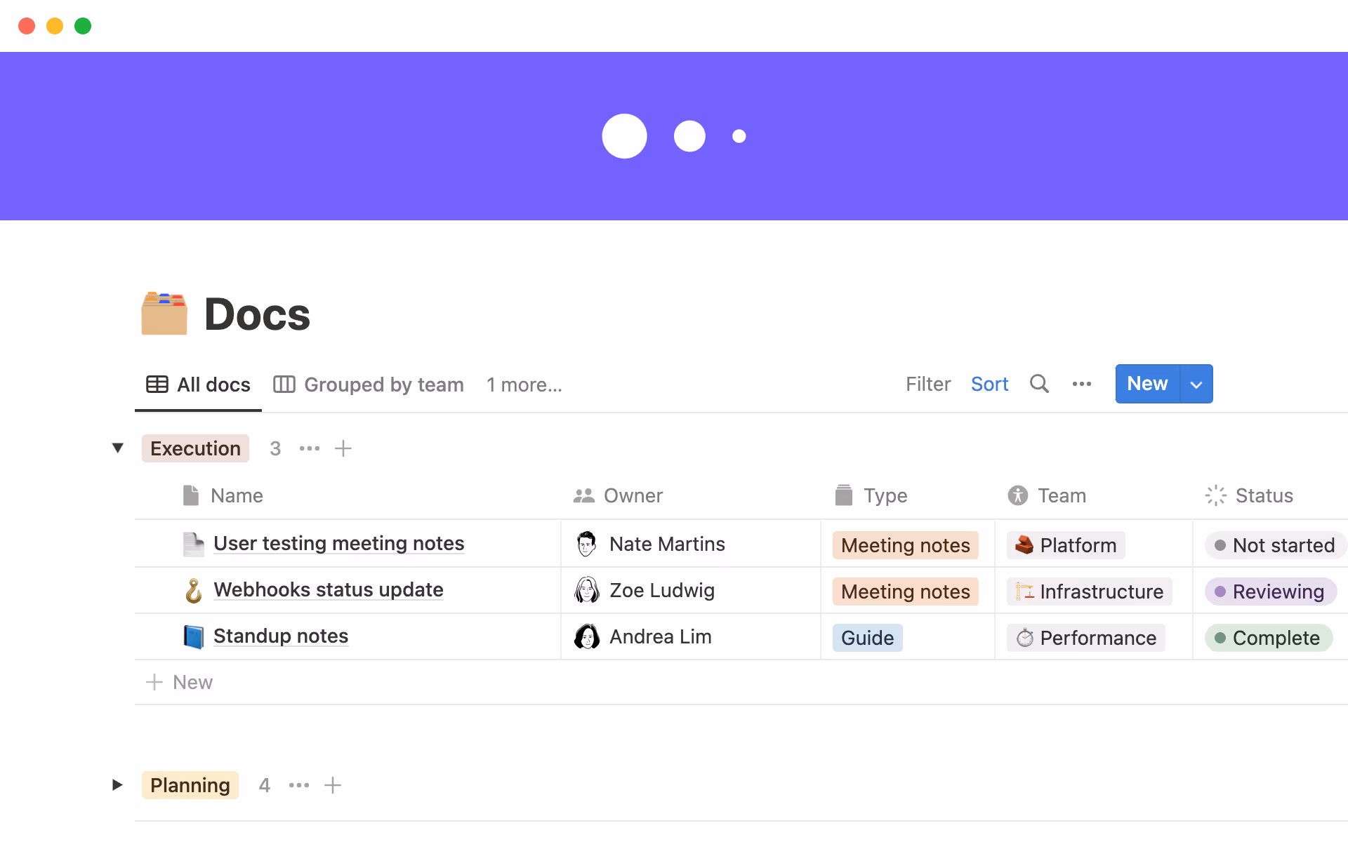 Mixpanel's docs database groups information by layer.