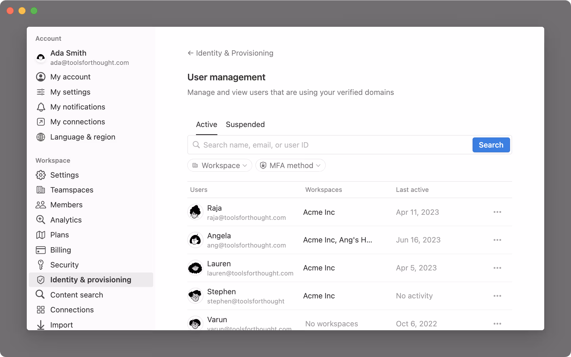 HC: 관리 대상 사용자 대시보드