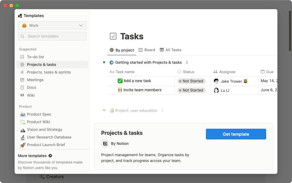 인앱 템플릿 갤러리