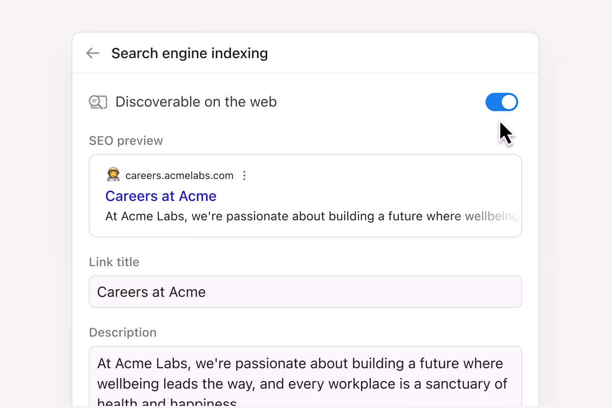 Notion 사이트에 커스텀 SEO 설정을 적용하고 검색 결과에 내 사이트가 표시되는 방법을 지정하세요.