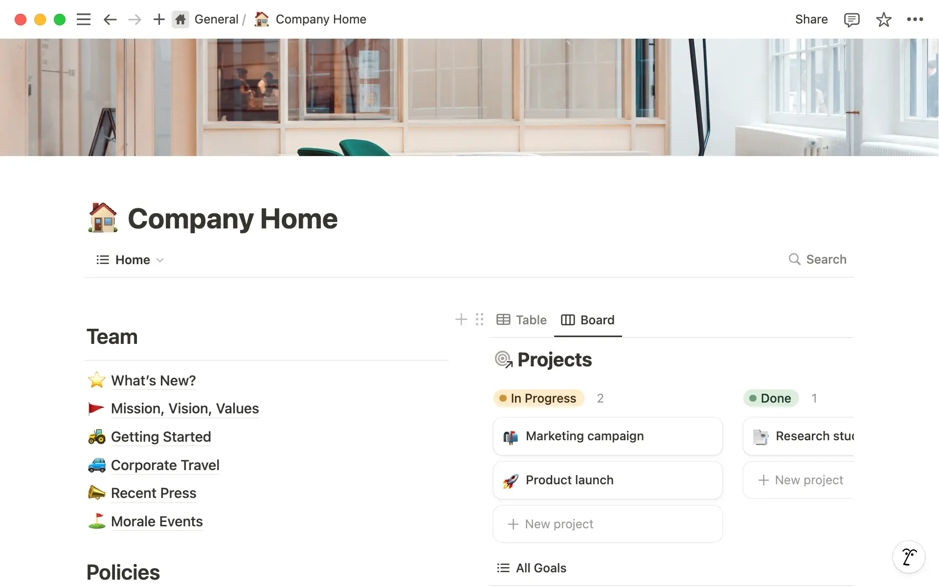 Add a view of your project tracker on your Company Home page.